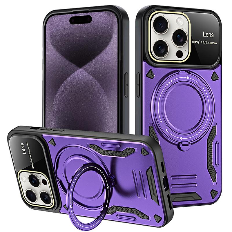 Pro iPhone 16 Luxusní magnetické pouzdra se stojánkem Pro iPhone 16 Pro Max Pancéřové Nárazuvzdorné Měkké Nárazníky Tvrdý Kryt proti pádu Capa 16 Plus