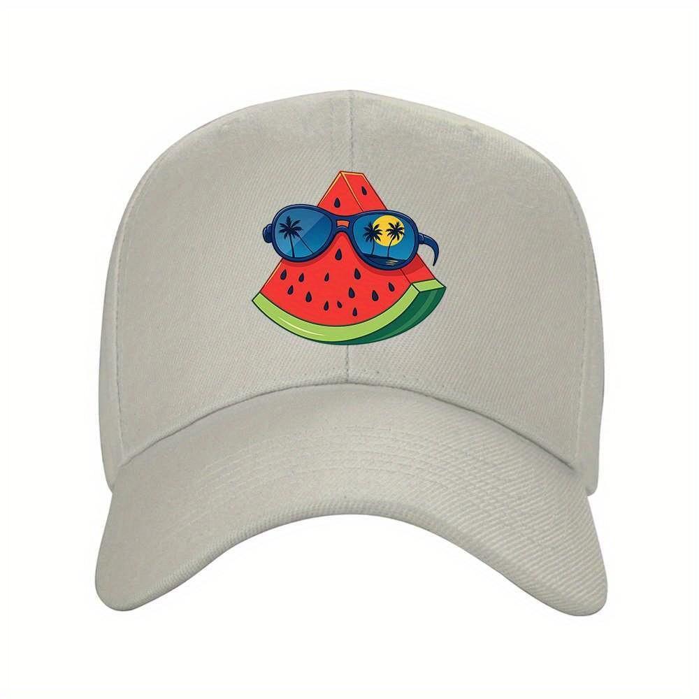 Watermelon And Glasses Summer Vibe Baseball Cap Adjustable Travel Hat