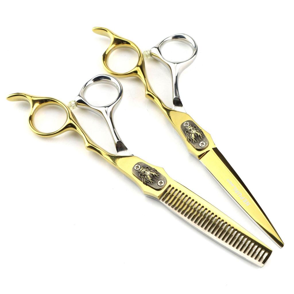 Naipusen Gold Hair Scissors Set: Straight, Serrated & Thinning with Faucet Cover Plate