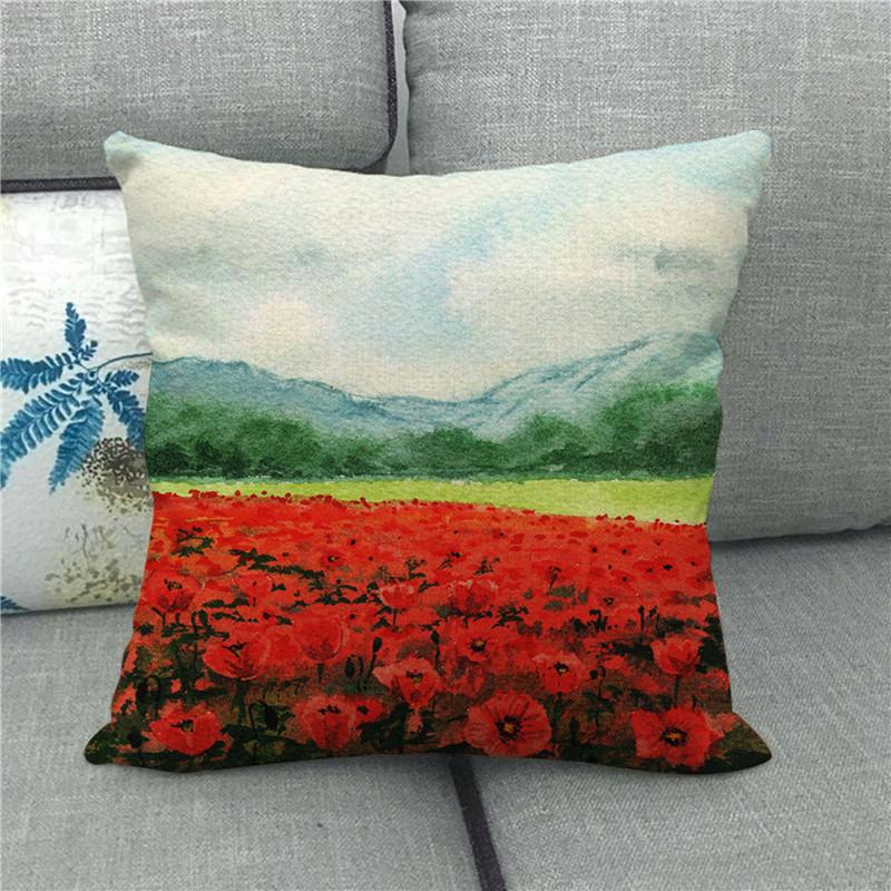Watercolor Painting Of Beautiful Tulips Digital Printing Short Plush Pillow Covers For Car Sofa Office Cushion Cover Home Goods