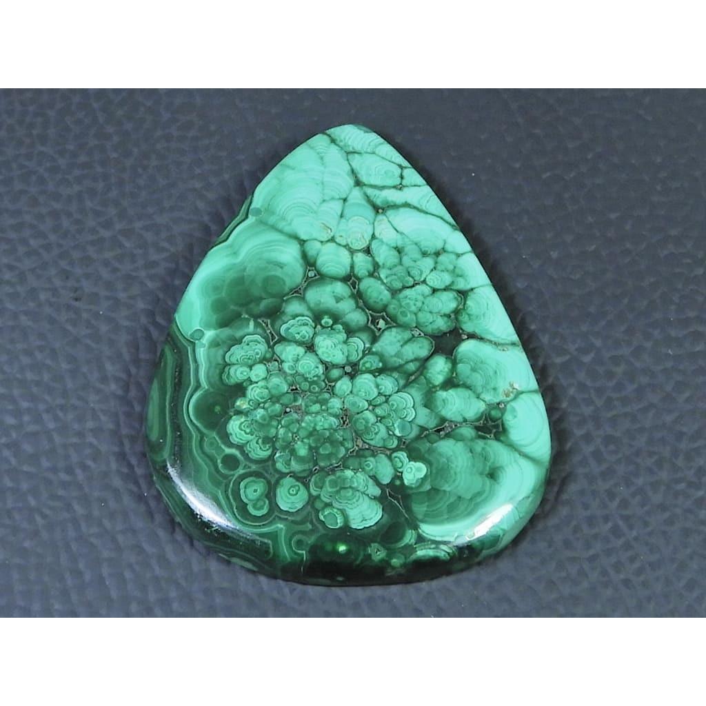 38X48X5MM Natural Malachite Flower Design Pear Cabochon Loose Gemstone118Cts D-470