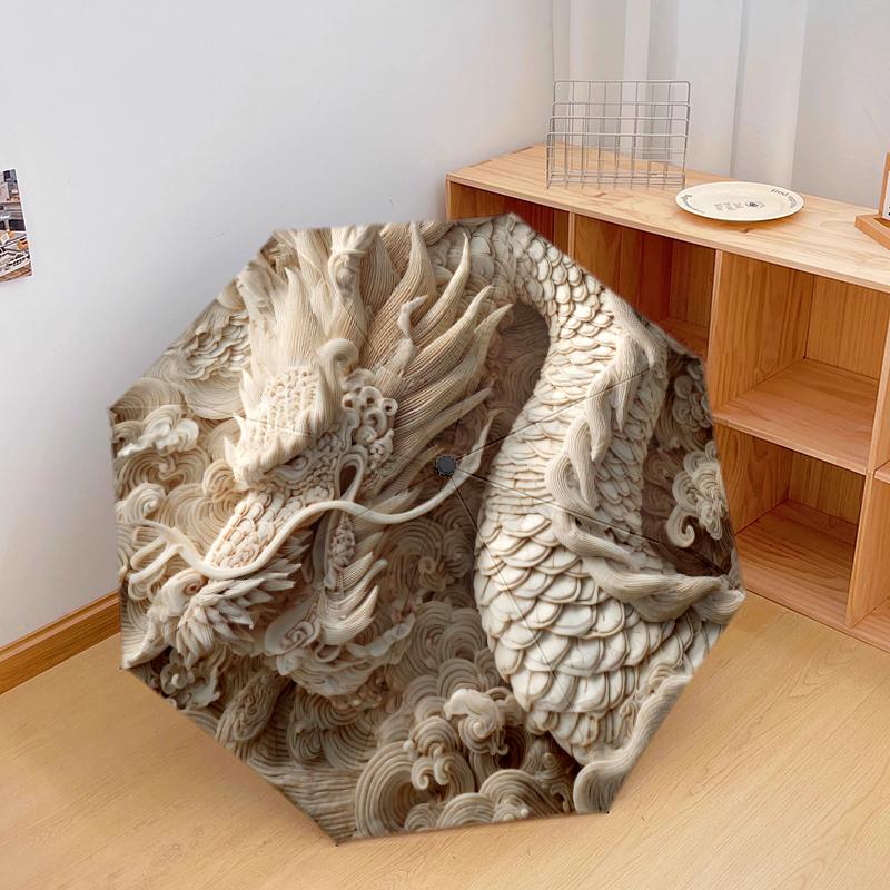 

1 PC Automatic Folding Umbrella - Carved animals Pattern, Portable & Foldable Design with 8 Ribs, Christmas Birthday Gifts