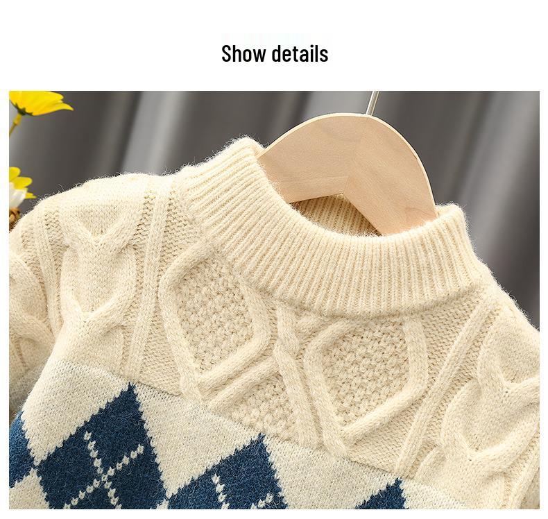 Kinder Farbblock Zopfmuster Pullover - Retro und modisch für Herbst/Winter