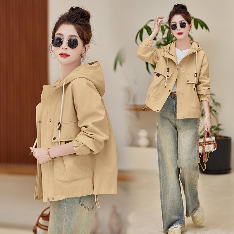 Fashion Trench Coat Women's Short Spring and Autumn New Popular Popular Small Loose Casual Hooded Jacket