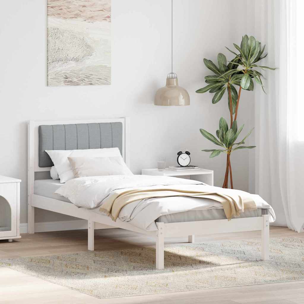 Bed Frame with Padded Headboard Light Grey 75 x 190 cm