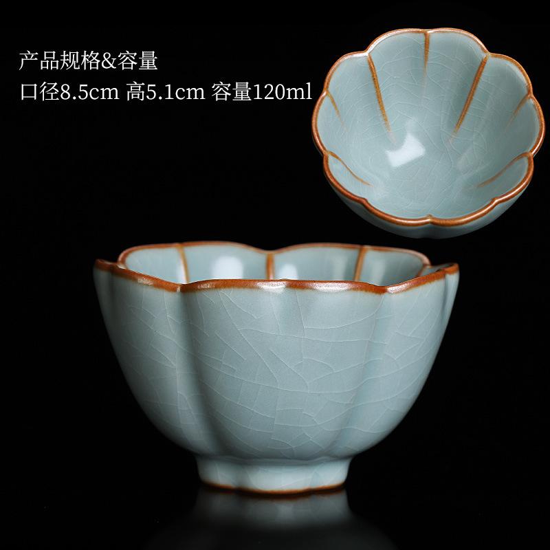 

1PCS ceramic sky blue Ru kiln master cup new Chinese style tea tasting single silver hand-painted ceramic tea set 100ml