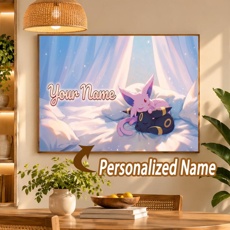 Umbreon Espeon Custom Name Diamond Painting Personalized 5D Full Drill DIY Diamond Art Home Decor
