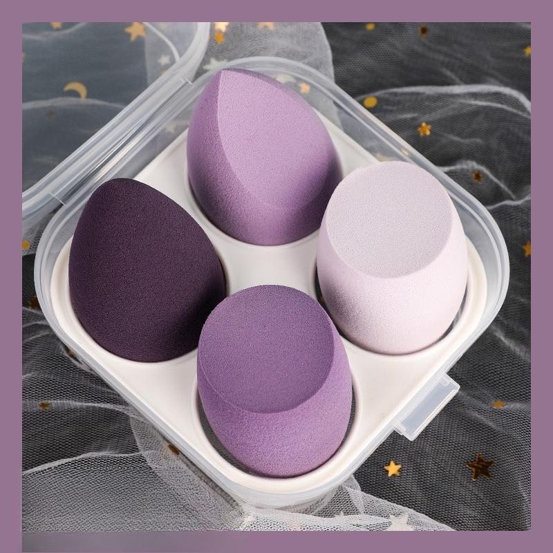 4PCS Ombre Makeup Sponge Set - Vegan Dual Use for Liquid/Powder | Latex-Free Travel Essentials All Skin Types