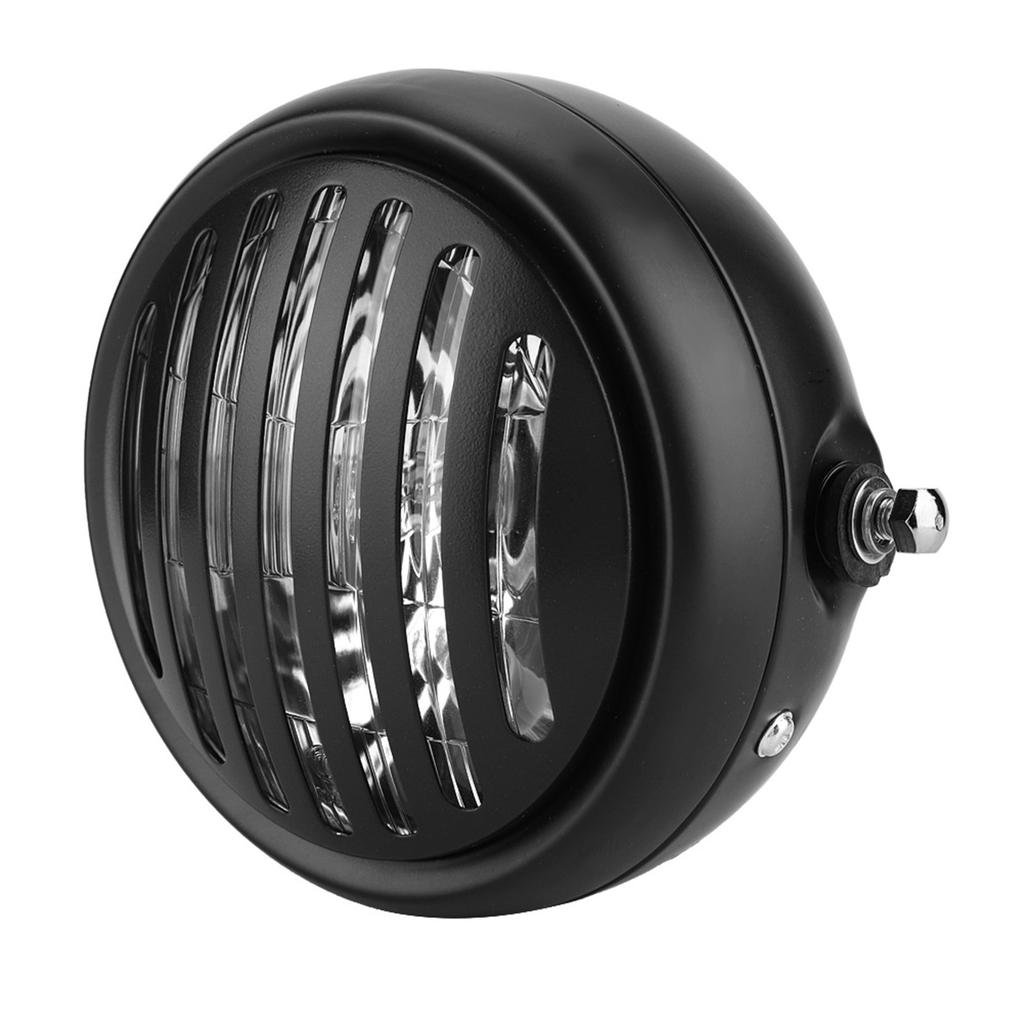   Motorcycle Retro Black   Grill Cover Hdlamp Front Hdlight Yellow Lens