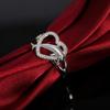 925 Sterling Silver Fashion Wedding Jewelry AAA Zircon Heart Fish Ring