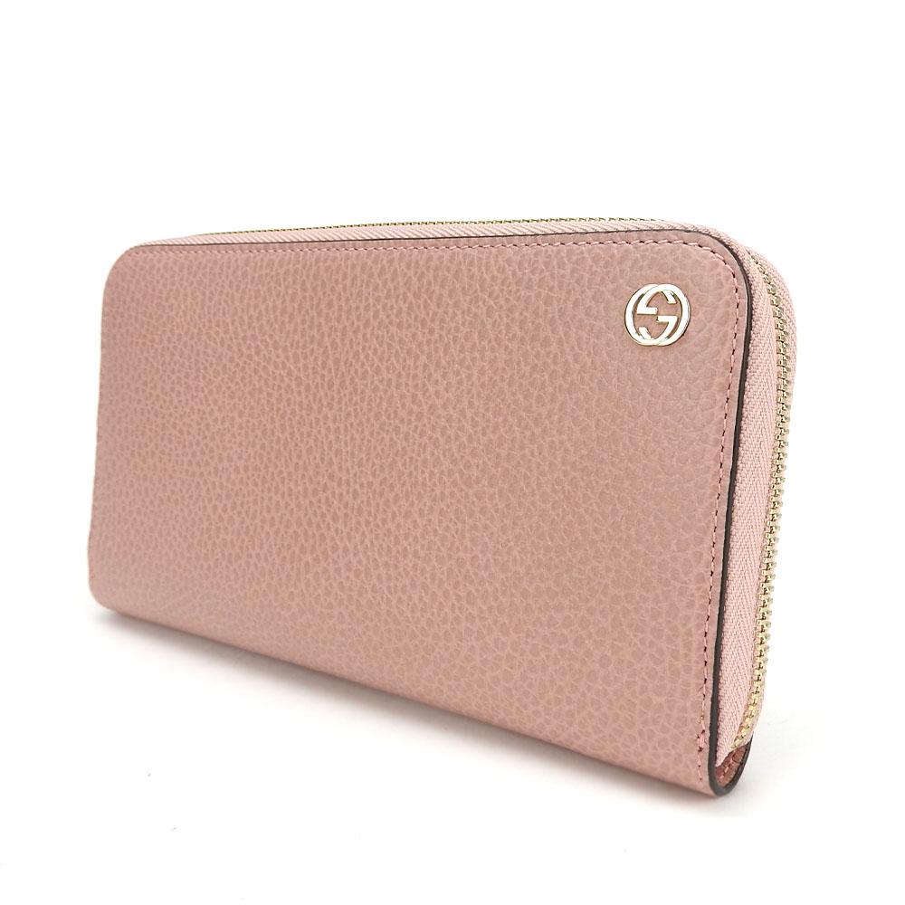 Used GUCCI Purse 449347 Interlocking Leather Pink Pink Zip Around