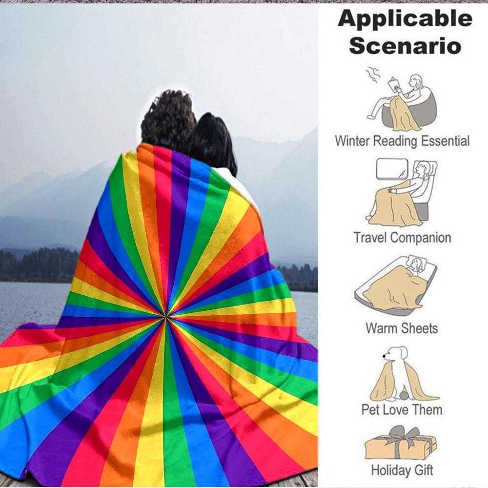 1pc Rainbow Stripes Blanket, Lightweight Flannel Throw Blanket for Sofa, Bed, Travel, Camping, Living Room, Office, Couch, Chair, and Bed