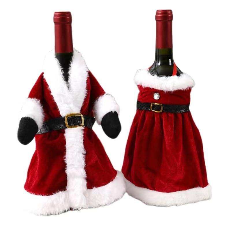 

2Pcs Wine Bottle Christmas Decorations, Red Classic Wine Bottle Coat Decorative Wrap Christmas Home Decor Items