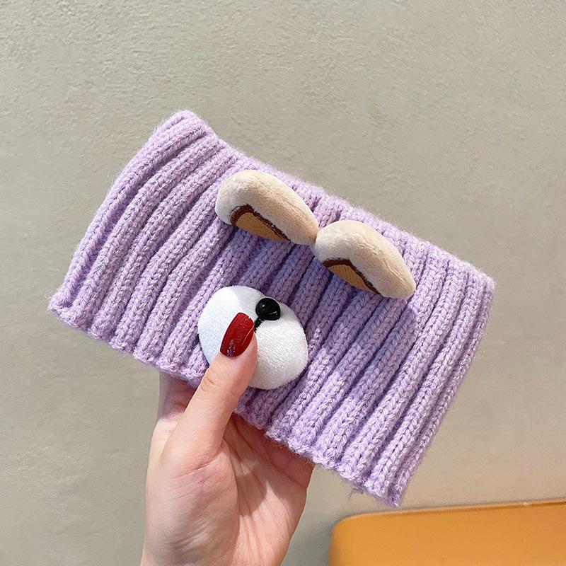 

Cute bear ears outdoor versatile wide edge knitted headband ins face wash headband headband headgear empty top hat