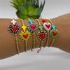 Women Bohemian Beaded Bracelet Colorful Heart & Star Charms Adjustable Chain Perfect For Daily Wear Vacation And Holiday Gift