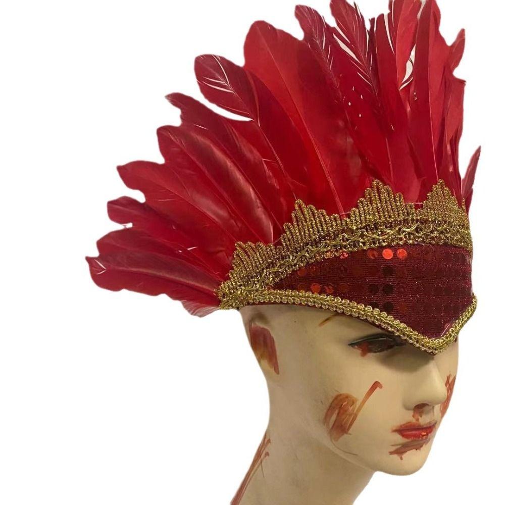 Head-mounted Feather Headdress Hair Band Carnival Costume Headwear Chief Headdress Adult Kids
