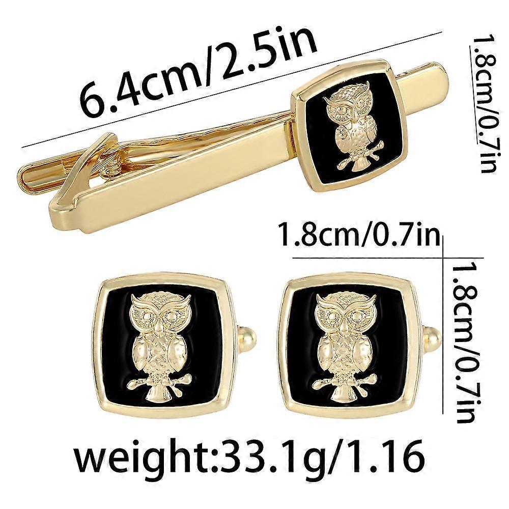 Animal-shaped cufflinks and tie clips for men, business style, shirt cuff studs, tie clip set, gift box, alloy.