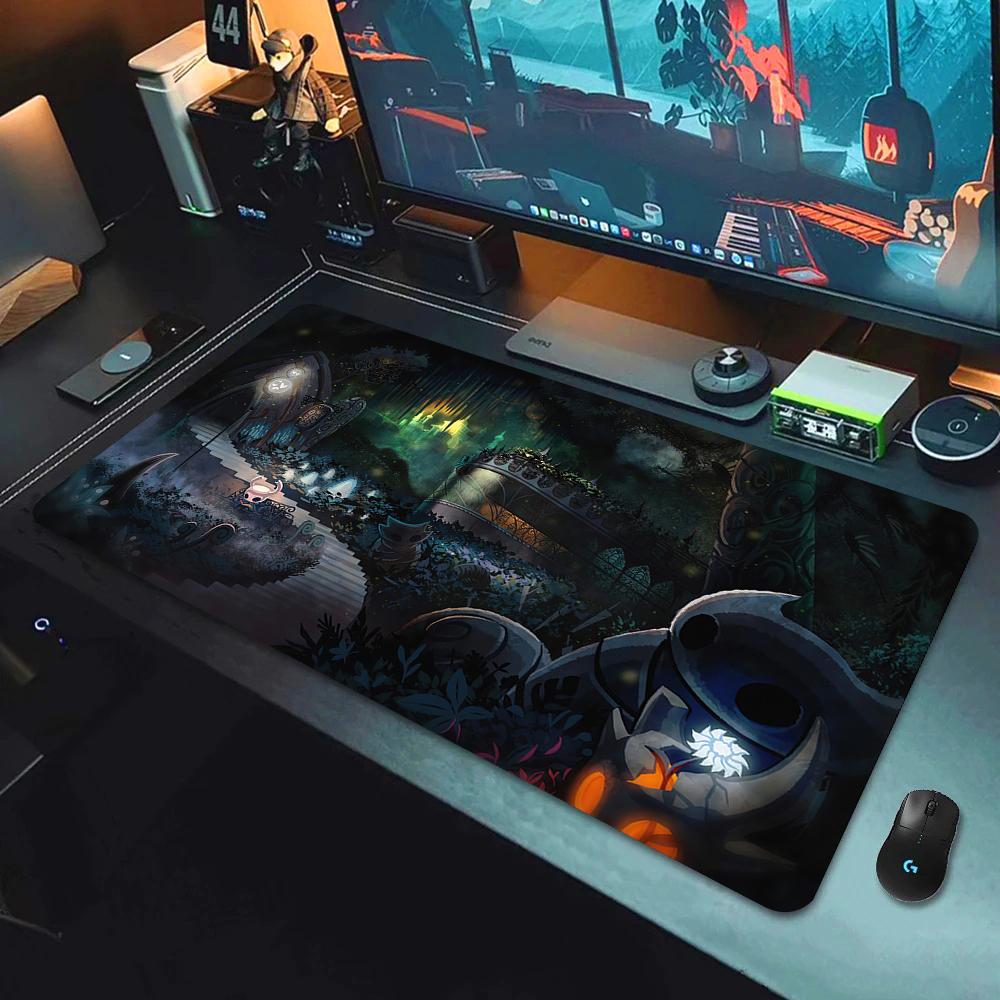 90x40cm Gamer HD Mouse Pad Anime Rubber Mausepad Hollow Knight Lock Edge Keyboard Rug Large Computer Company Office Long Deskmat