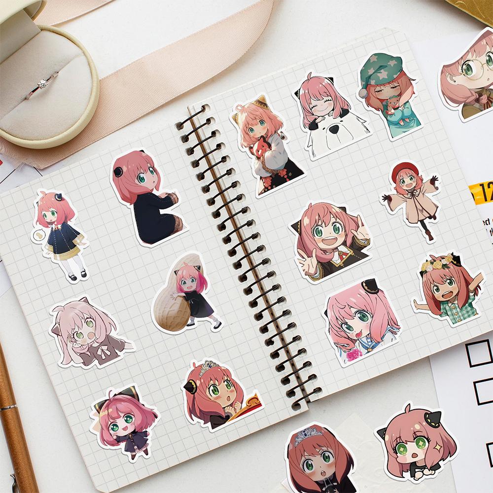 50Pcs Cartoon Spy×Family Anime Stickers Anya Forger Decals Kids Toys Skateboard Laptop Motorcycle Phone Car Waterproof Sticker