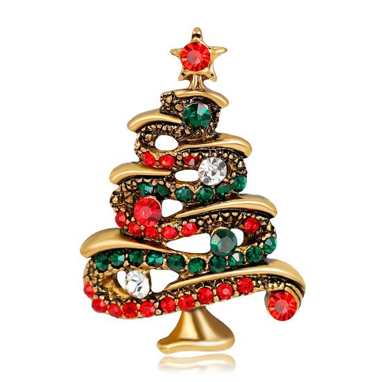Mehrfarbige Strass-Weihnachtsbaum-Brosche für Damen, Brustnadel, Schmuck, Geschenk