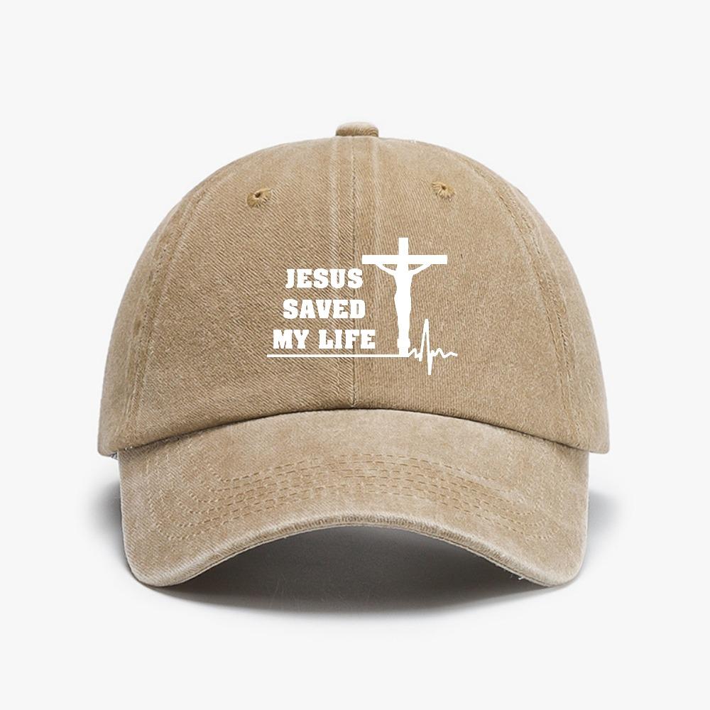 Jesus Saved My Life Hat Christian Washed Denim Baseball Cap Fashion Casual Unisex Women Adjustable Snapback Hats bone