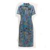Light luxury plaid retro silk dress  new slim mulberry silk cheongsam dress