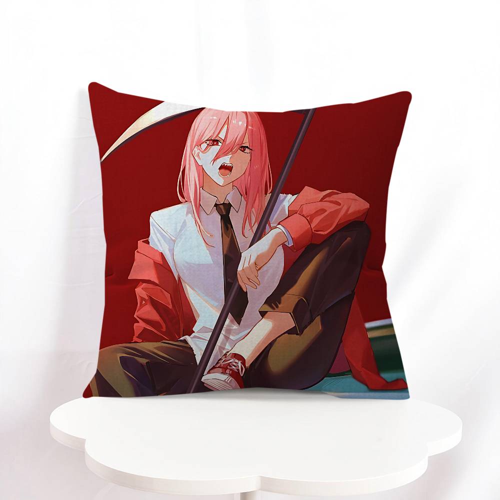 Power C-Chainsaw Man Pillow Gifts Home Office Furnishings Bedroom Sofa Car Cushion Cover Case 45x45cm