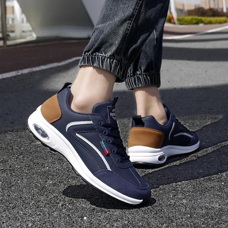Men Luxury Sneakers Summer Thick Soled Fast Drying Anti Slip Height Increasing Walking Shoes PU Leather Footwear Tennis for Men