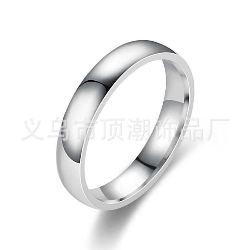 Japan and South Korea Simple 4mm Arc Stainless Steel Smooth Ring, European and American Popular Titanium Steel Couple Ring Hand Jewelry Wholesale