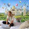 Hot Air Balloon Castle Tapestry Wall Hanging City Building Bohemian Bedspread Travel Mattress Bedroom Background Decor
