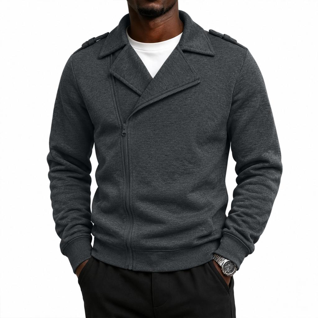 Men's Color Biker Lapel Collar Lined Casual Jacket for Everyday Wear