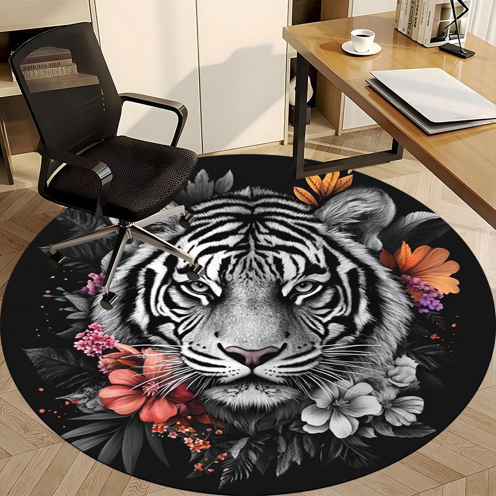 1pc Tiger Floral Decor Chair Carpet for Office Non-Slip Mat for Office - Decorative Floor Mat  Yy251030212