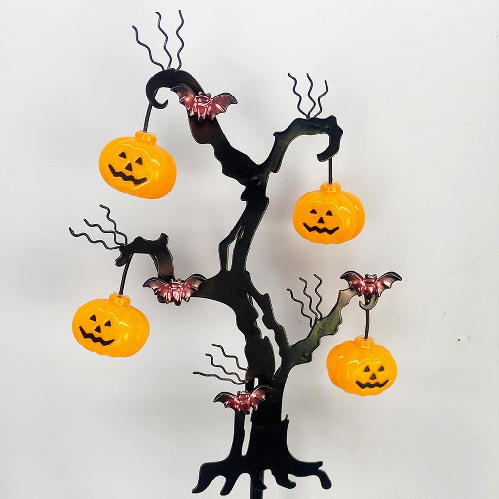 Halloweenowe LED Straszne Kołyszące się Światła Dyni, LED Solarne Halloweenowe Lampki Dyniowe na Palikach, Zewnętrzne Solarne Drzewko Dyniowe do Ogrodu na Zewnątrz