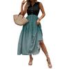 Women's Casual And Fashionable V-neck  Sleeveless Printing Mid Length Dress