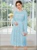 European & American Spring/Autumn 2025 Goddess Style Lace French Waist-Hugging Long-Sleeve Dress