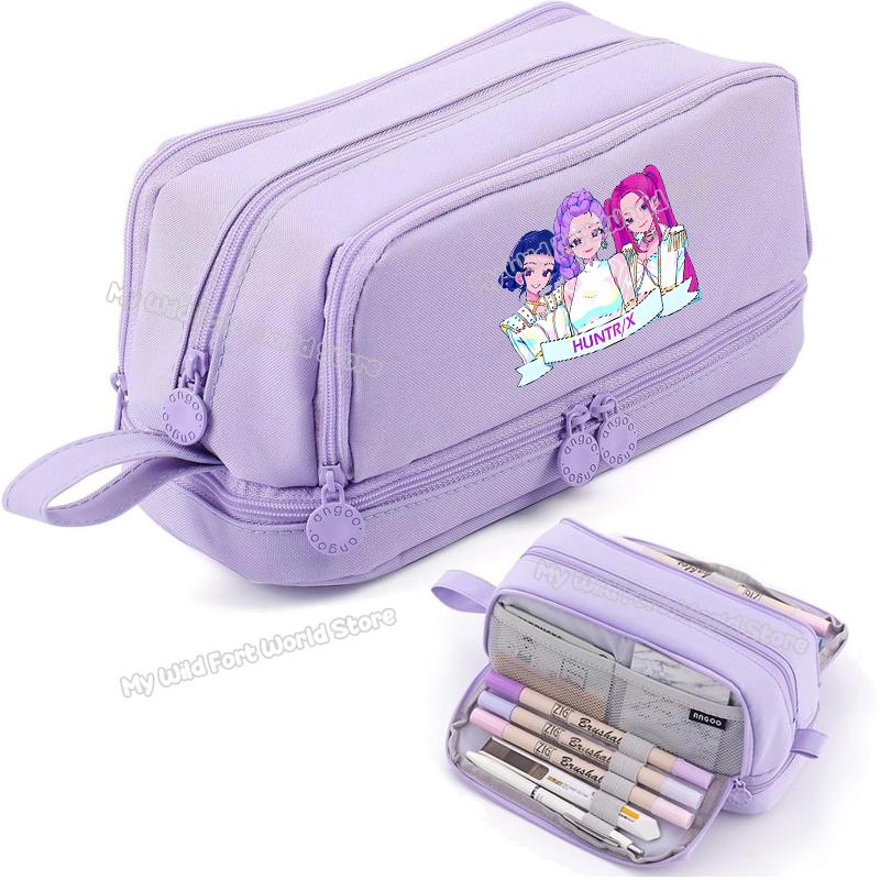 High Quality Kpop Demon Hunters High-capacity Pencilcase Rumi Mira Zoey Girl Stationery Pouch Cartoon Student Pencil Bag School Supplies