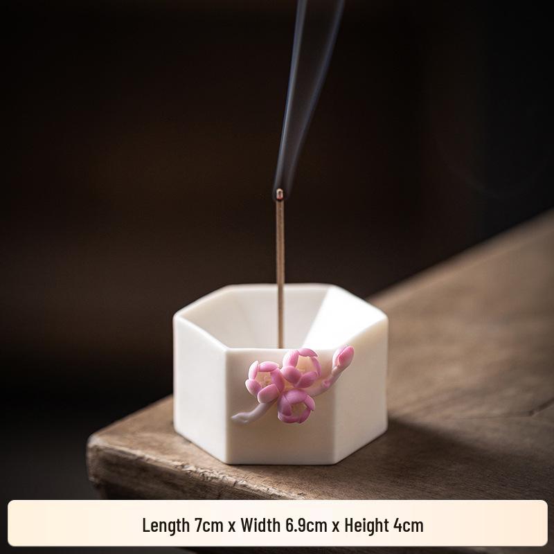 Handcrafted White Porcelain Plum Blossom Incense Holder for Home Decor