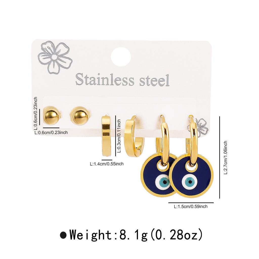 Fashion Stainless Steel Ear Clip Set Versatile Minimalist Temperament Personality Eye Earrings Women Jewelry