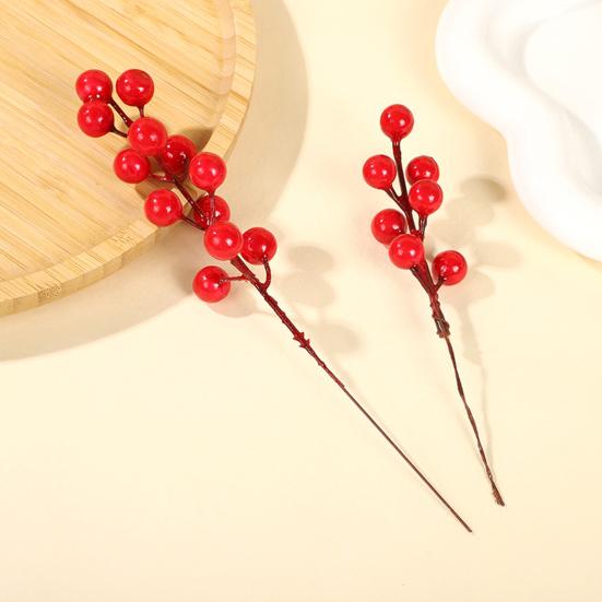 Branches De Baies Rouges Artificielles Noël - Lot De 12, Environ 27 Cm - Pour Décoration Sapin, Couronne, DIY, Table