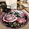 1pc Rose Window Office Round Area Rug, Indoor Mat Suitable For Office, Under Office Chairs Bedroom Living Room Home Decor, Room Deco