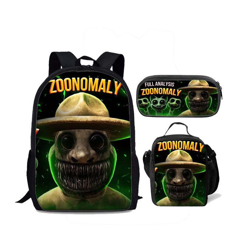 Beliebte jugendliche Neuheit Zoonomaly 3D-Druck 3 Stück/Set Studenten-Reisetaschen Laptop-Tagesrucksack Rucksack Brottasche Federmäppchen