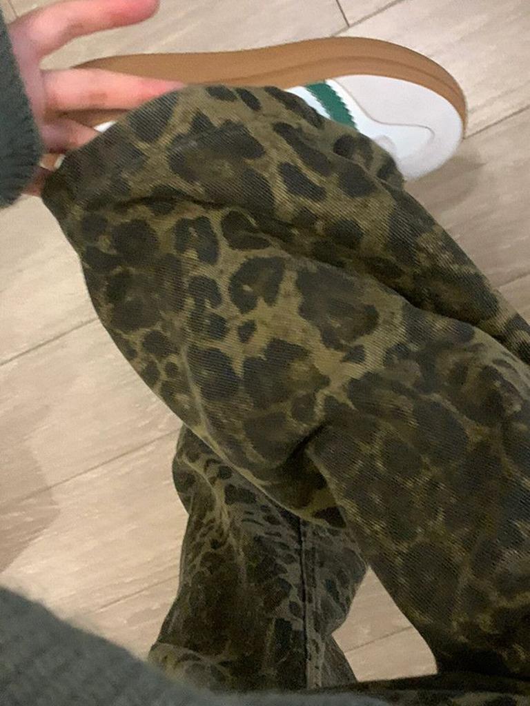 American Lolita Leopard Print Denim Jeans Women Spring/Autumn New Style Brand Loose Straight Leg Casual Pants