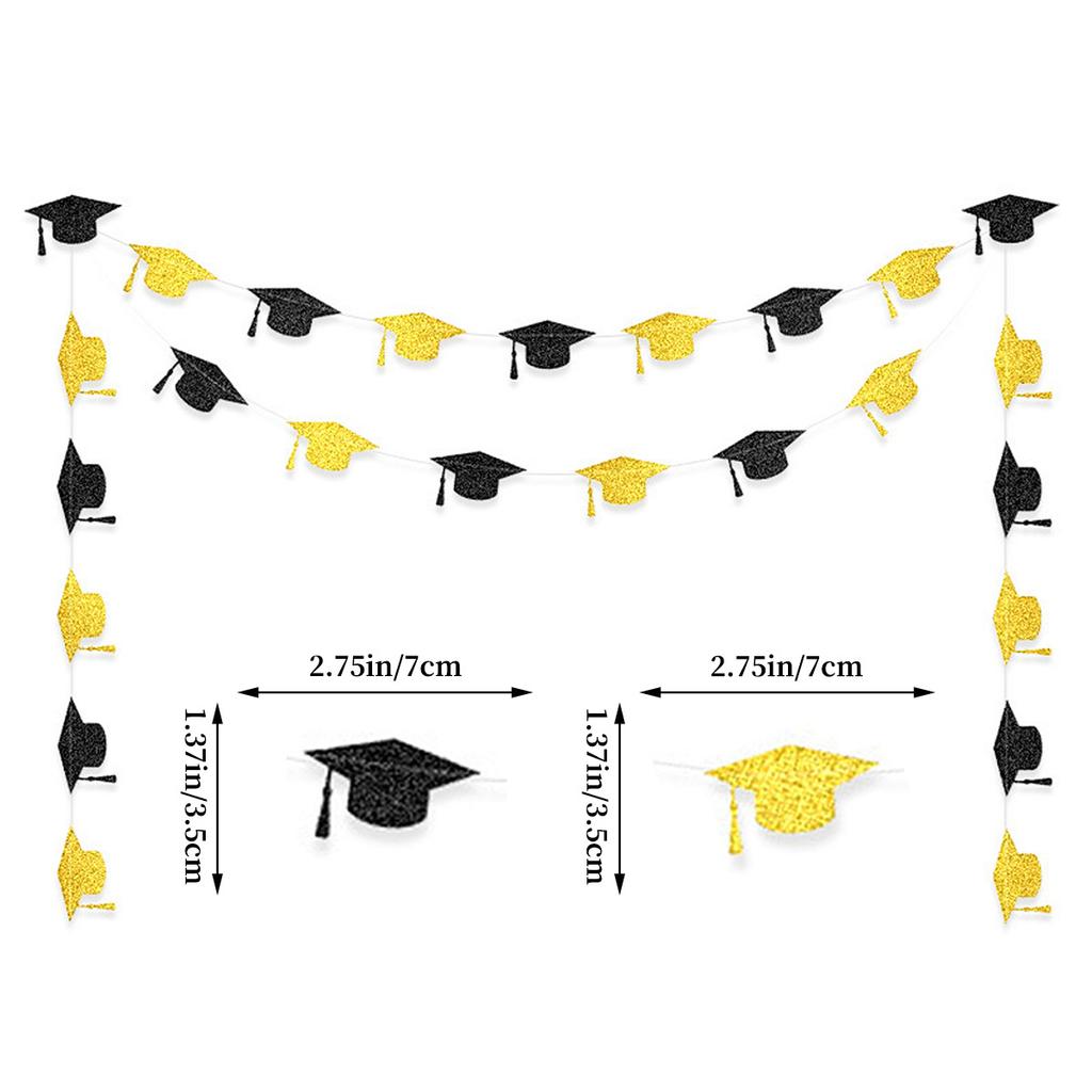 Graduation Season School Party Decoration 2M Doctor Hat Latte Glitter Decoration Flag Creative Modeling
