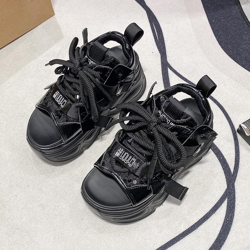 Fashion New High Platform Sandals Woman Summer Mesh Chunky Sneakers Female Wedges Slippers For Women Peep Toe Sandalia Feminina 8.5CM