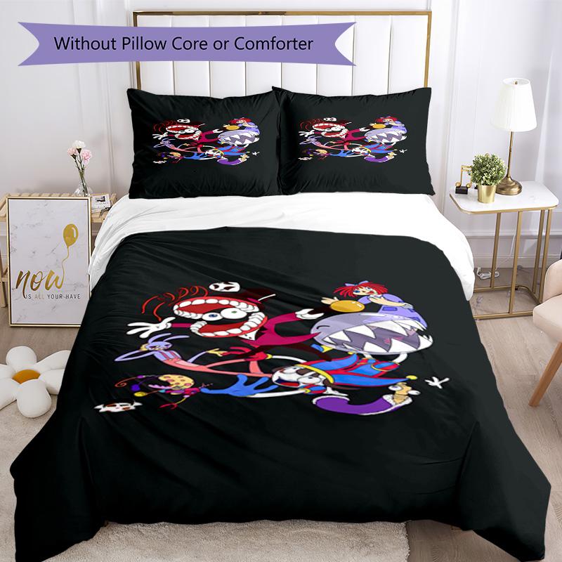 Digitale Circus Beddengoed Set Ademende Dekbedovertrek met Kussenslopen Decoratief Beddengoed voor Slaapkamer Huisdecoratie Verjaardagscadeau