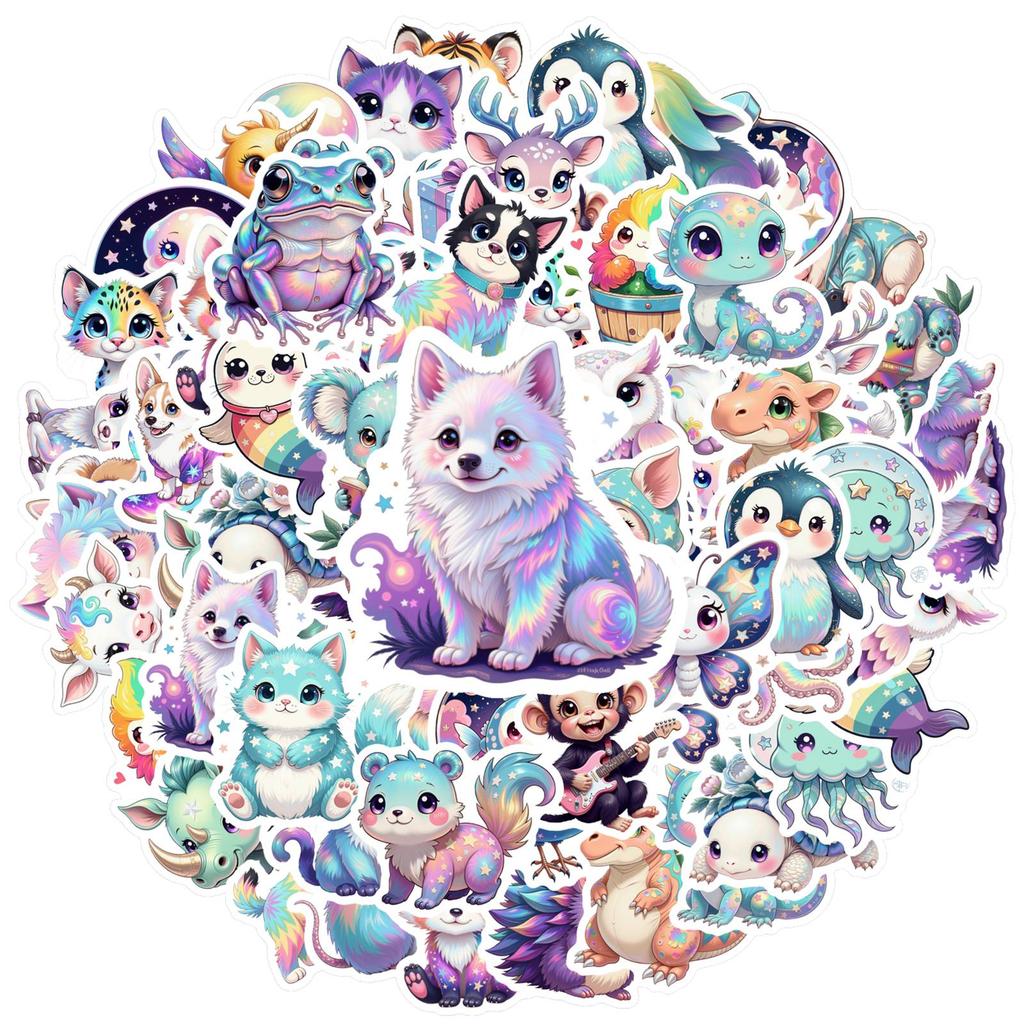 35pcs-70pcs Cartoon Cute Creatures Stickers Whimsical Animals  Stickers Stationery Stickers For Suitcase Fridge Phone DIY