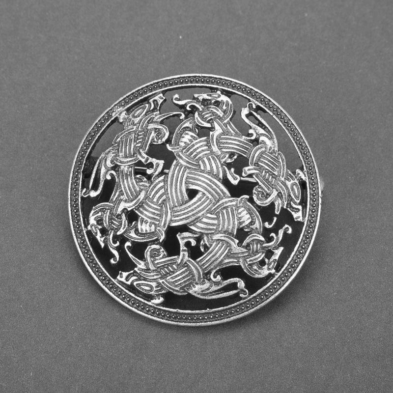 Viking Brooch For Women Medieval Rune Flower Shield Pin Brooch Cloak Shawl Pin Celtic Decoration