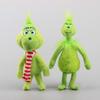 4Pcs Green Shaggy Anime Figures  Christmas Decoration Green Haired Monster Figurine Adorable Plush Doll Kid Birthday Toy Gifts
