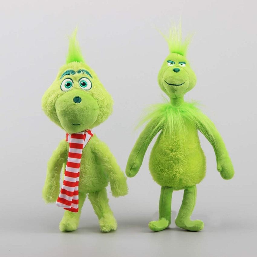 4Pcs Green Shaggy Anime Figures  Christmas Decoration Green Haired Monster Figurine Adorable Plush Doll Kid Birthday Toy Gifts