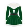 Kids Girls Christmas Miss Santa Claus Costume Long Sleeve Velvet Dance Performance Leotard Dress